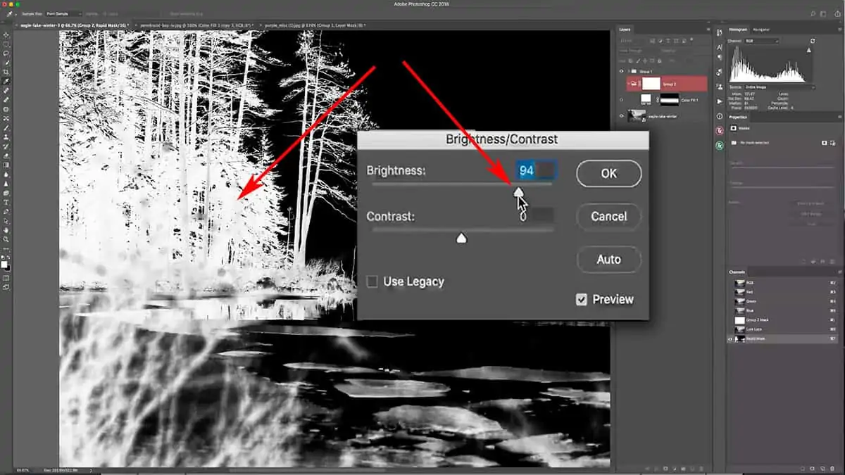 Adding brightness directly to a luminosity mask