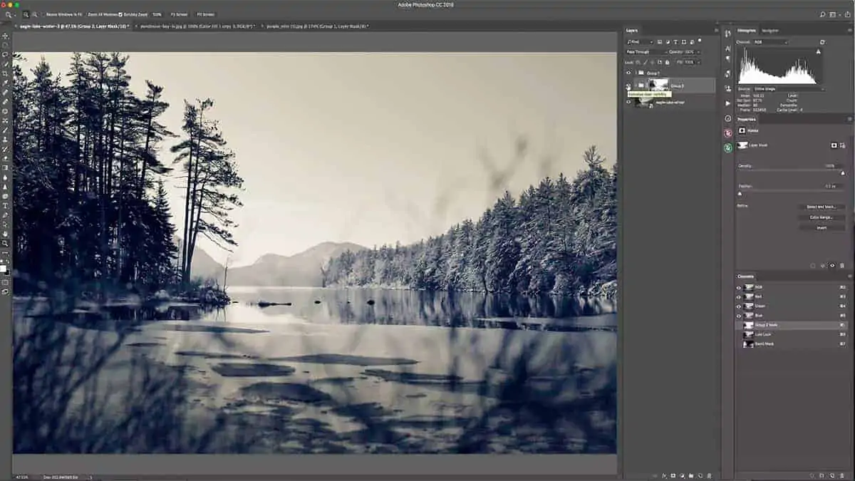 Adding fog with an inverted luminosity mask