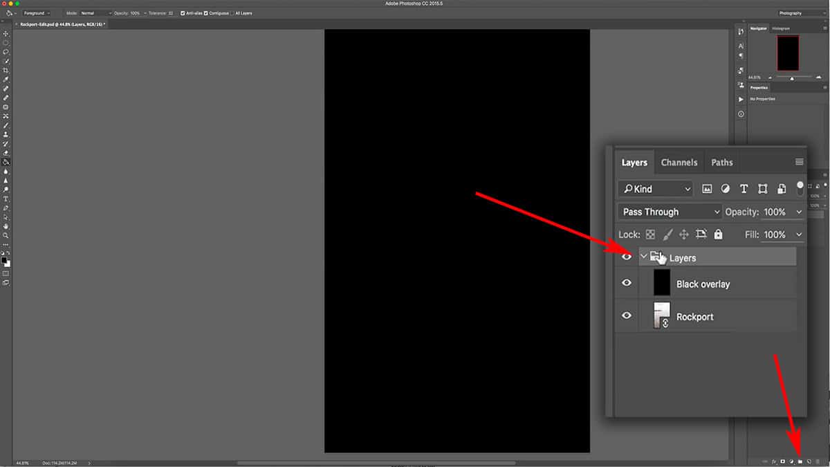 Adding layers to a group in Photoshop
