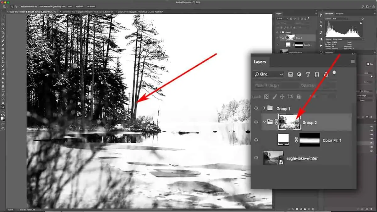 Altering a luminosity mask with the brightness/contrast sliders in Photoshop