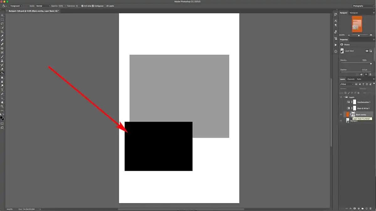 Viewing a black layer mask in Photoshop