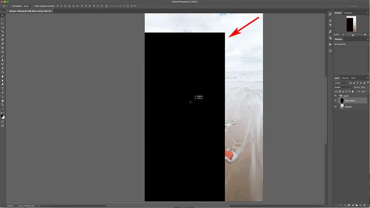 Moving a layer in Photoshop.