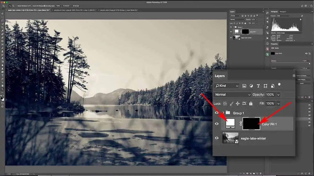 Use a solid color fill layer to add fog