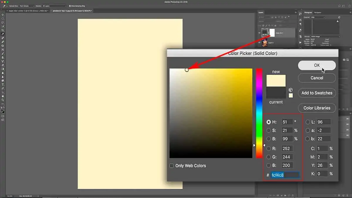 Adding a solid color fill layer for a sun glow in Photoshop