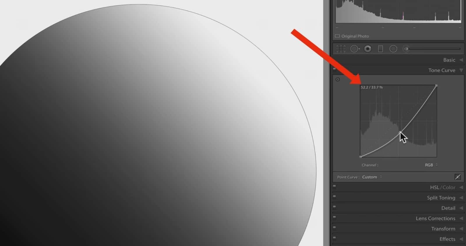 Changing Lightless in Curve - CreativeRAW